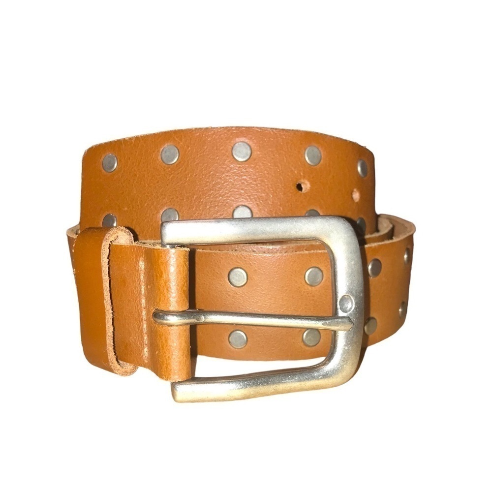 Studded Leather Light Brown Belt Made in Mexico